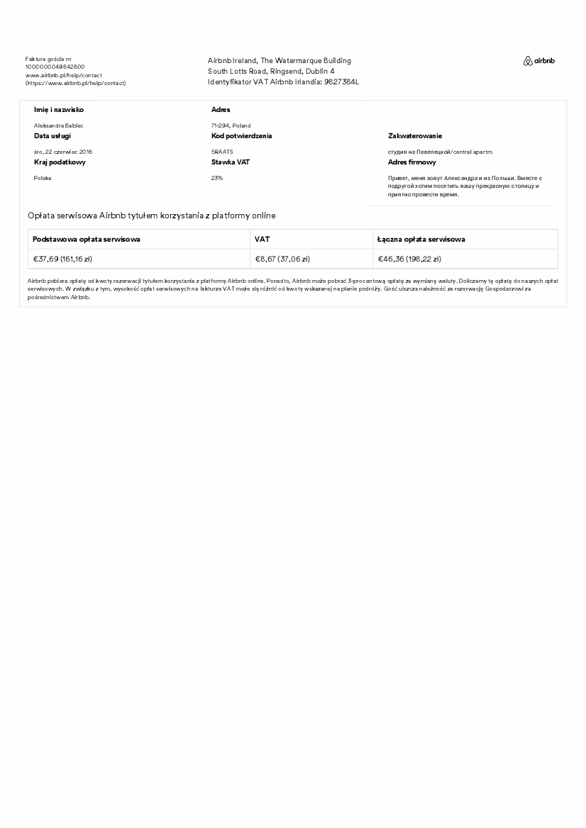 Czy na Airbnb można wystawiać faktury?