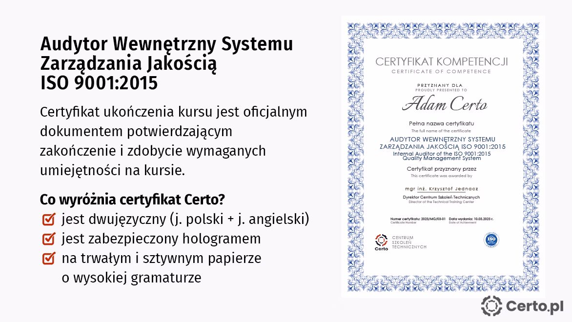 Jaki certyfikat dla audytora?