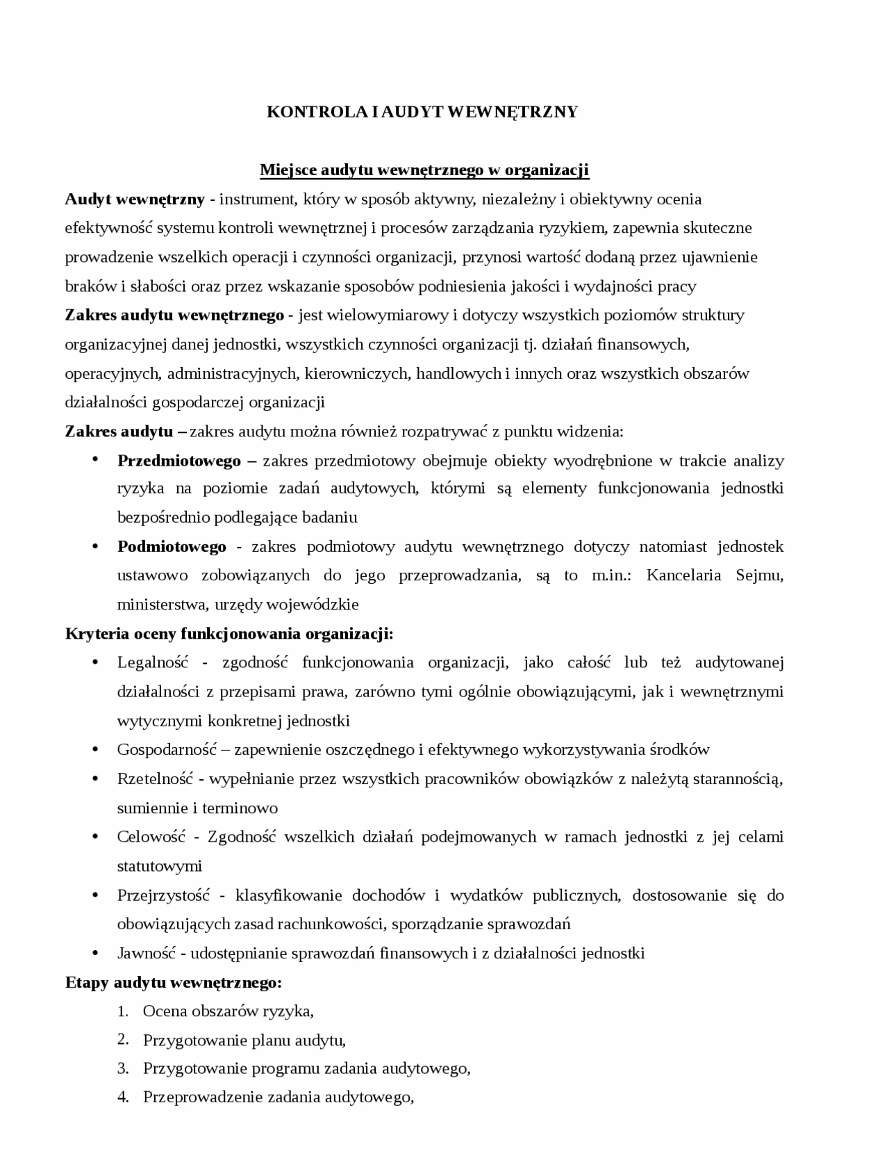 Jaki jest zakres audytu w audycie wewnętrznym?