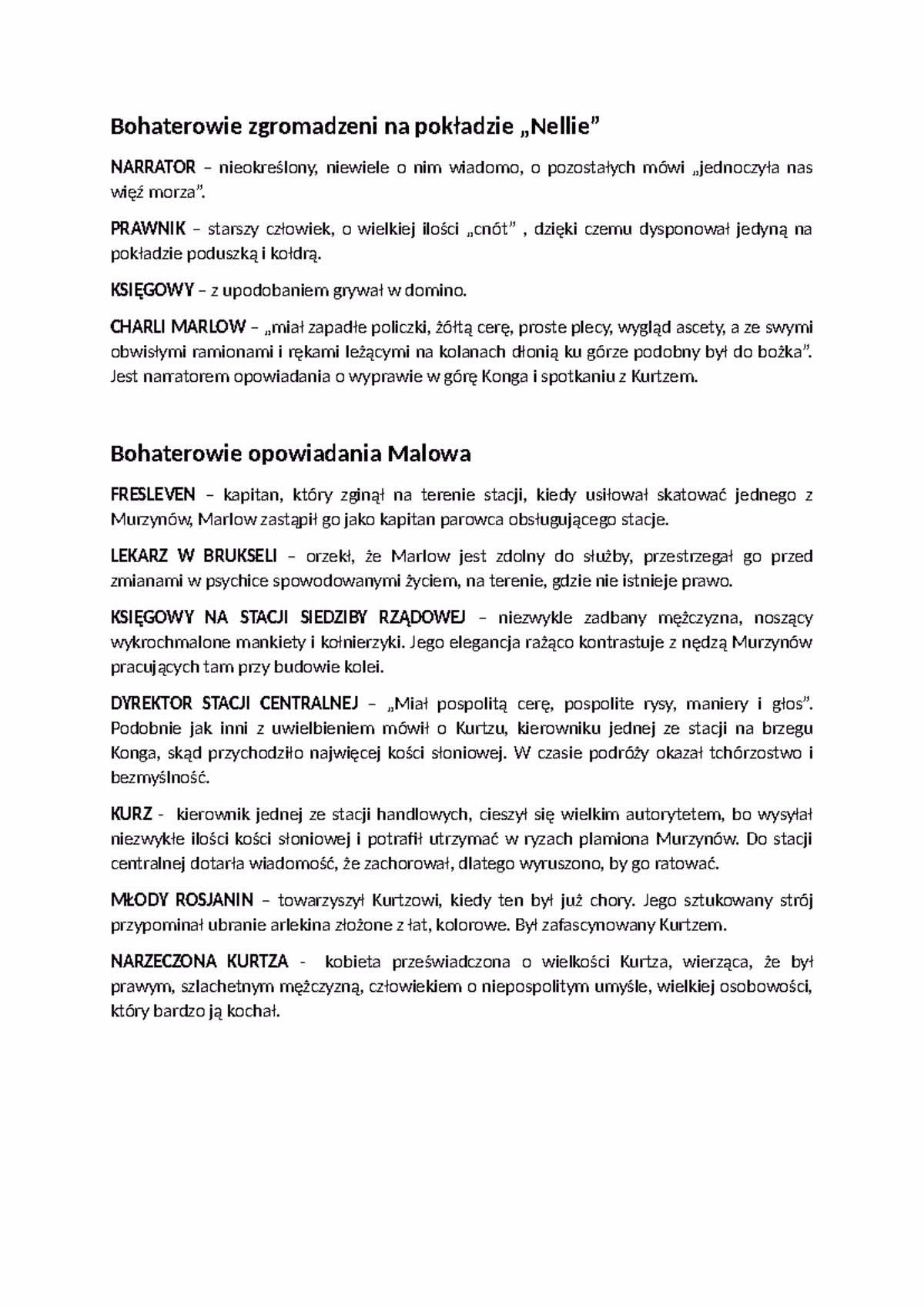 W jaki sposób Marlow mówi o Kurtzu?