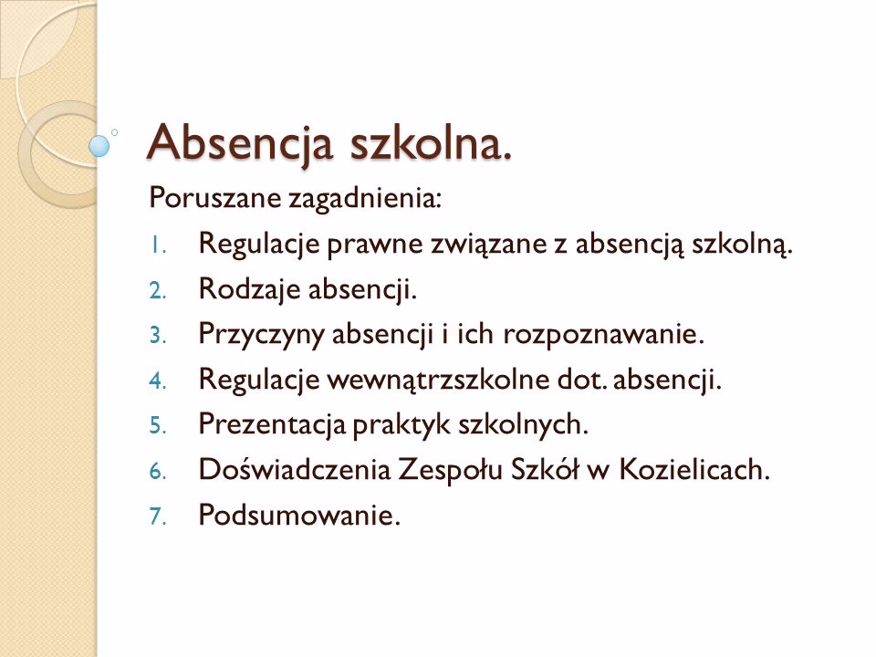 Co oznacza absencja szkolna?