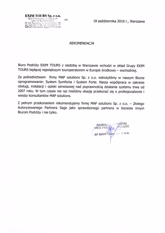 Do kogo należy Exim Tours?