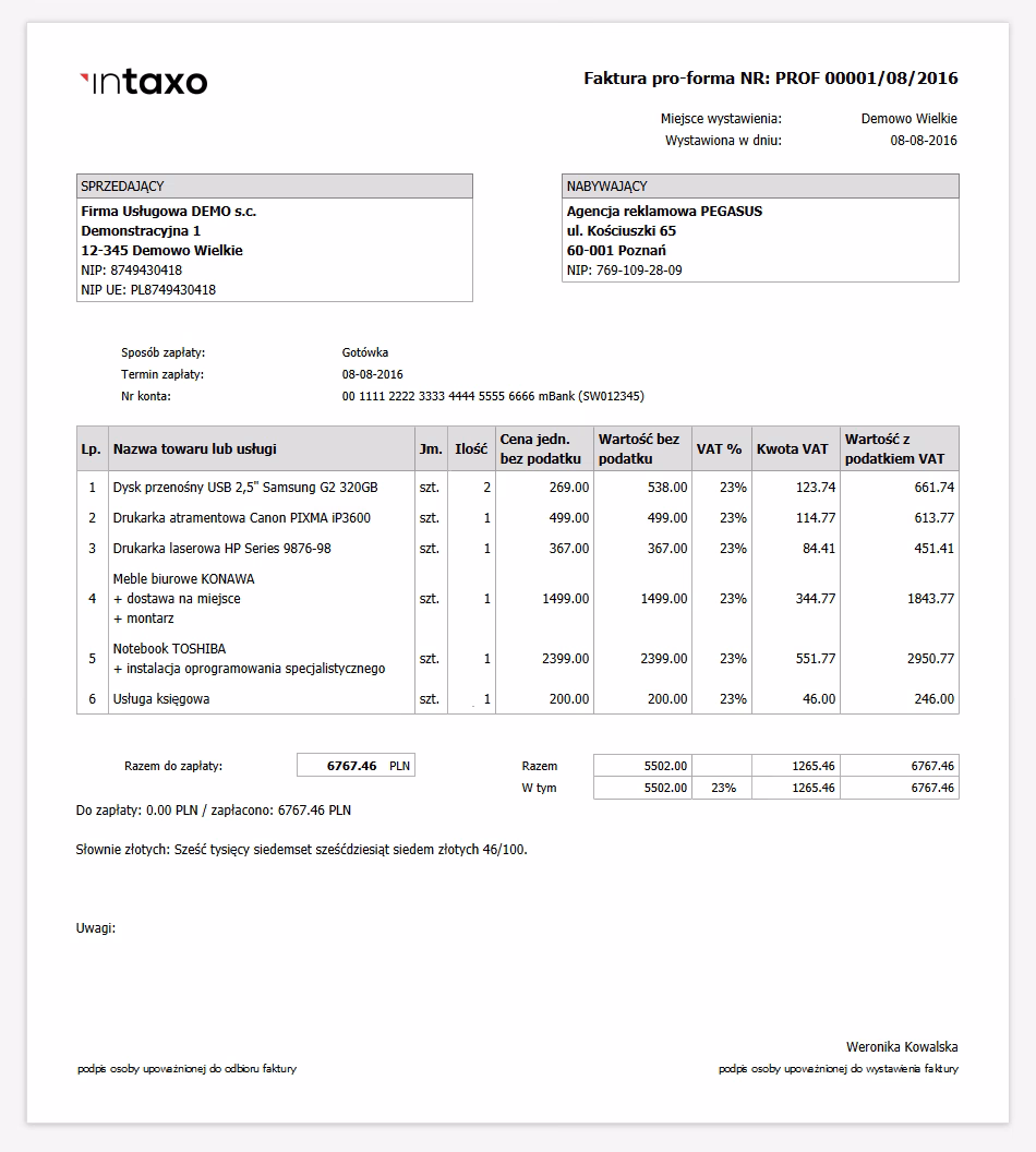 Jak księgujemy fakturę proforma?