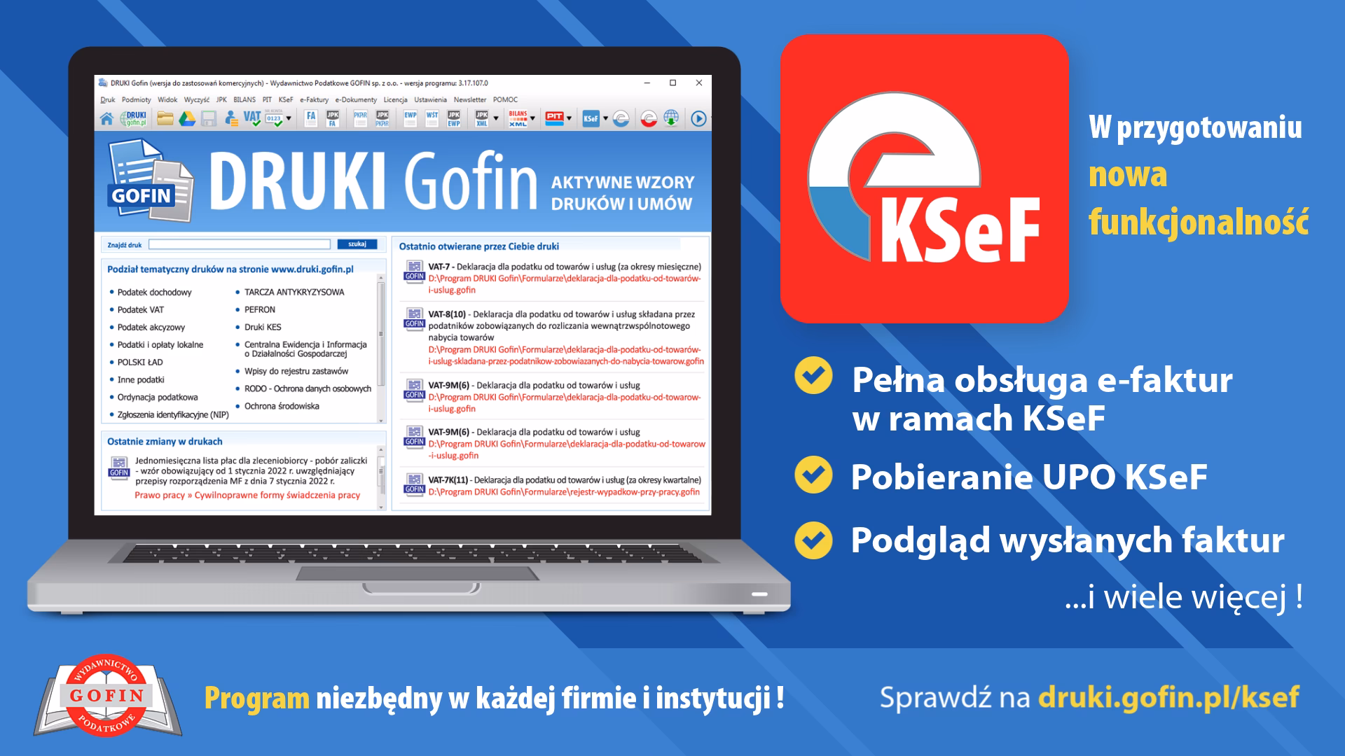 Jaki program otwiera druki GOFIN?