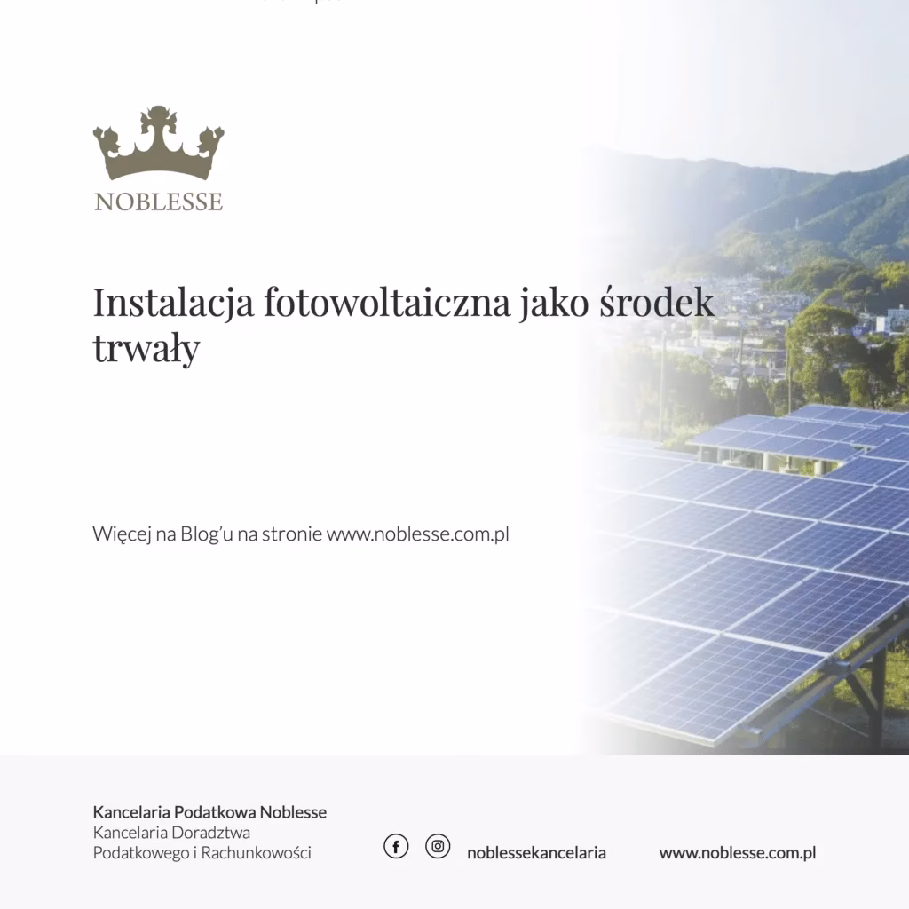 Do jakiej grupy środków trwałych zaliczyć instalację fotowoltaiczna?