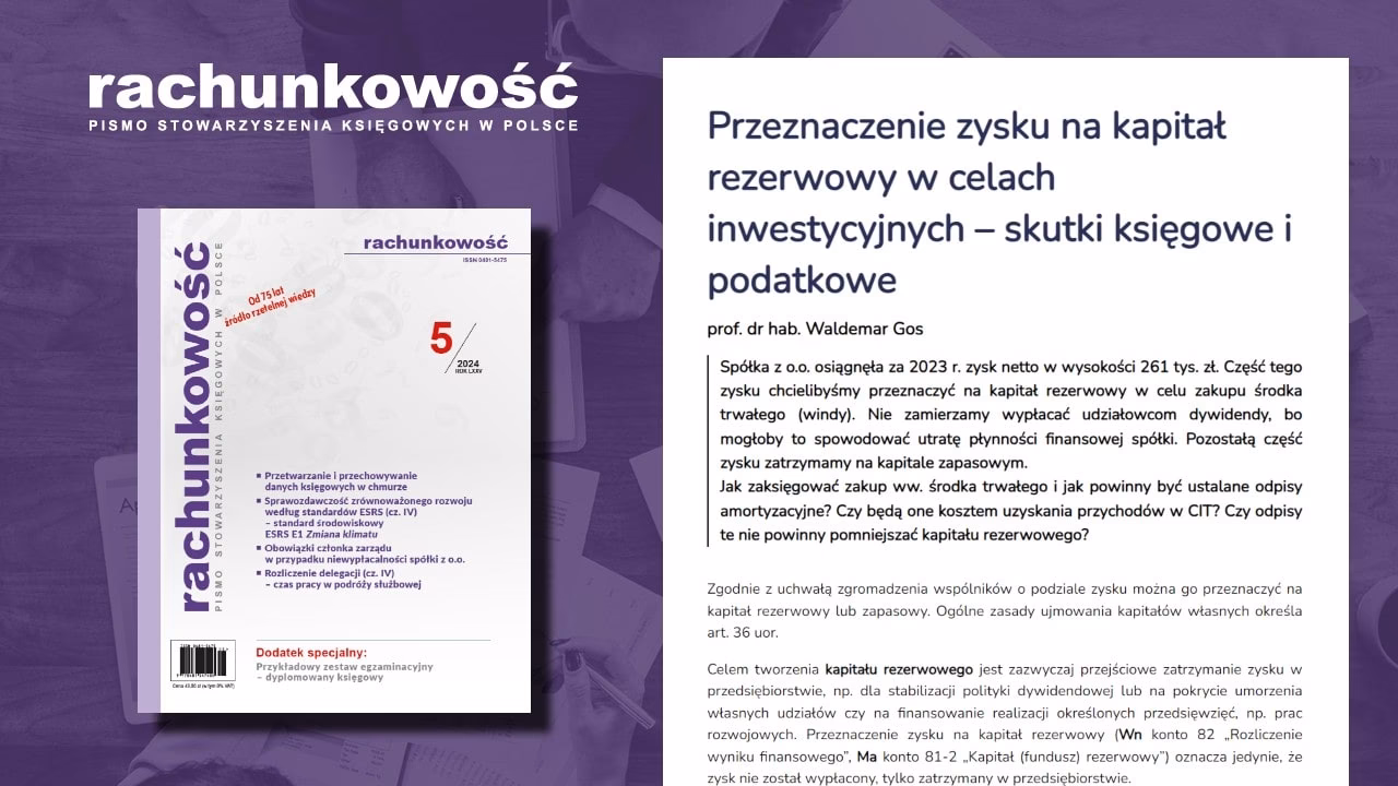 Jak przenieść zysk na rachunek kapitałowy?