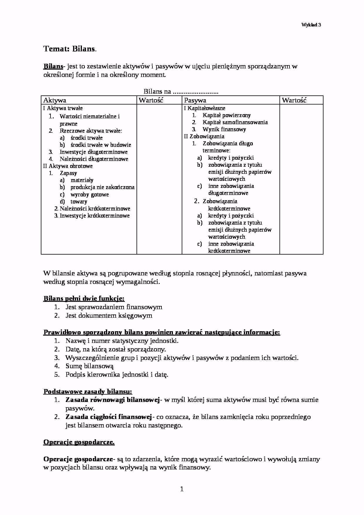 Na co wpływają operacje bilansowe?