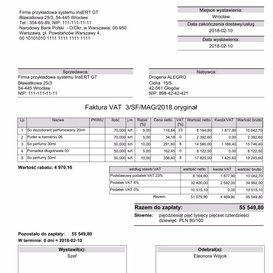Jak powinna wyglądać faktura z rabatem?