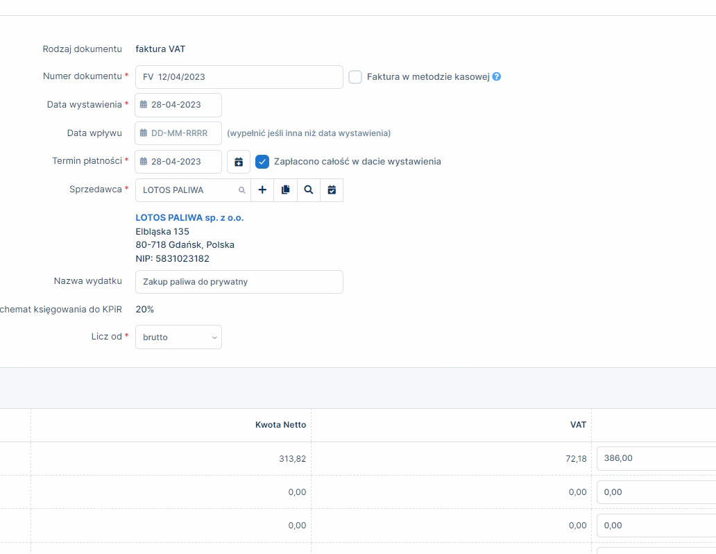 Czy paliwo zalicza się do wydatków?