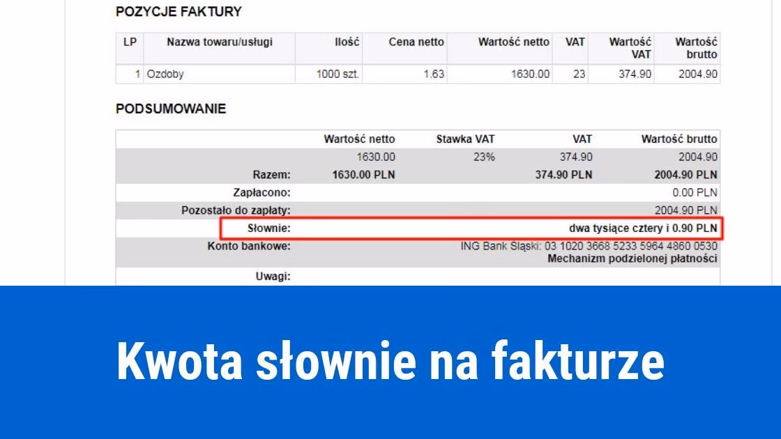 Czy na rachunku musi być kwota słownie?