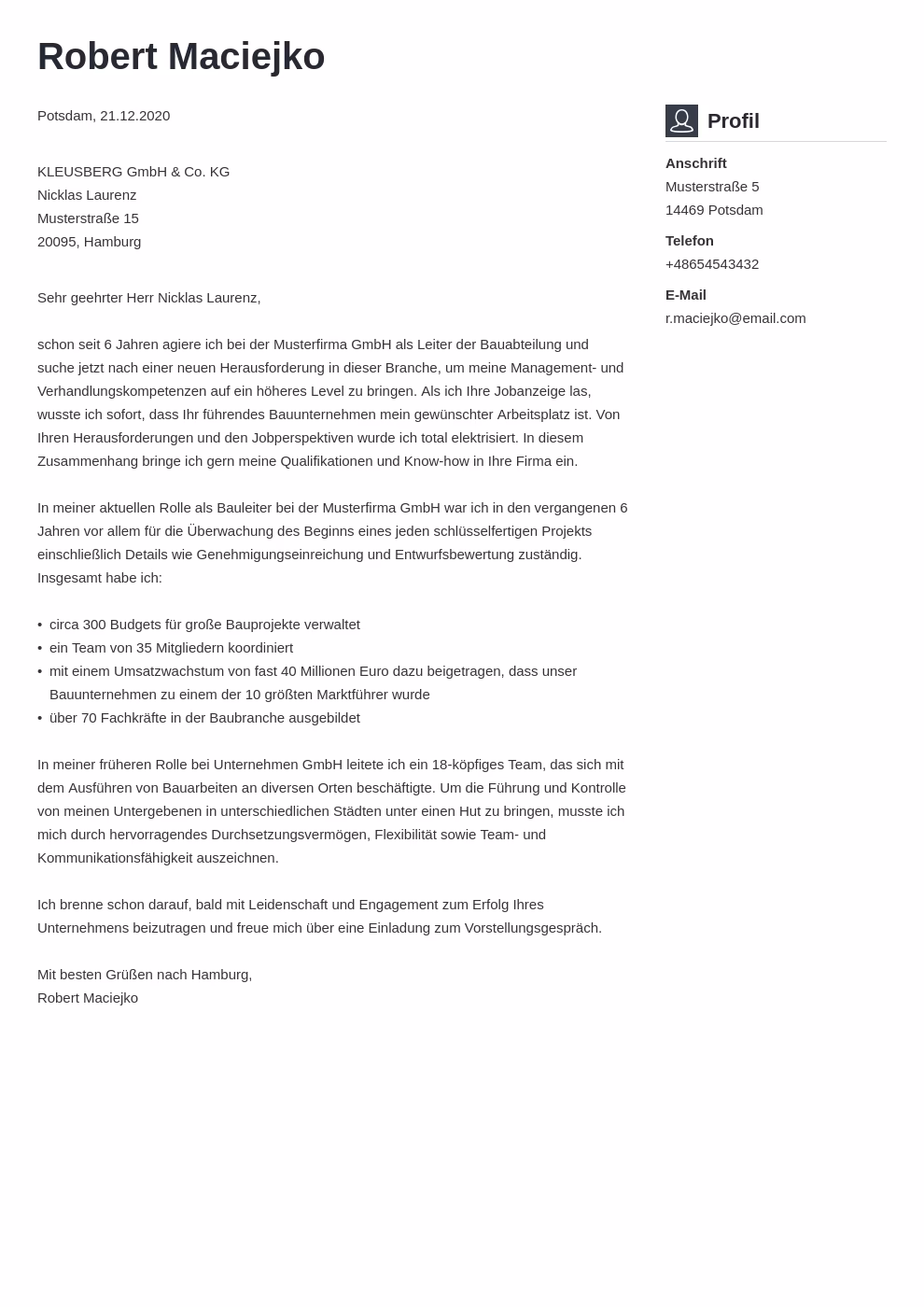 Jak jest po niemiecku słowo „list motywacyjny”?