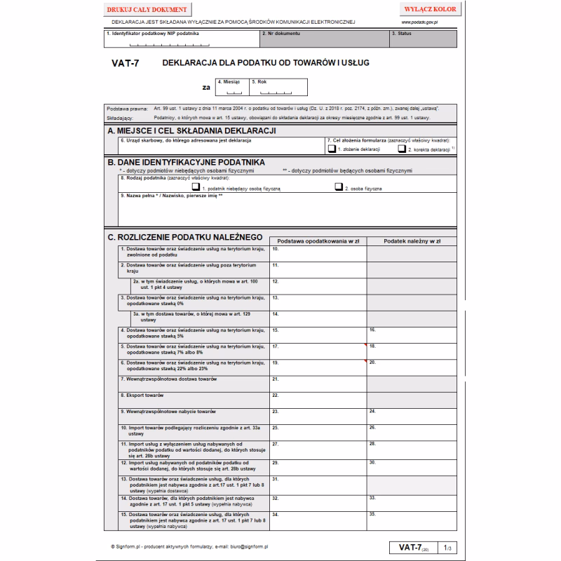 Czy deklarację VAT 7 trzeba złożyć elektronicznie?