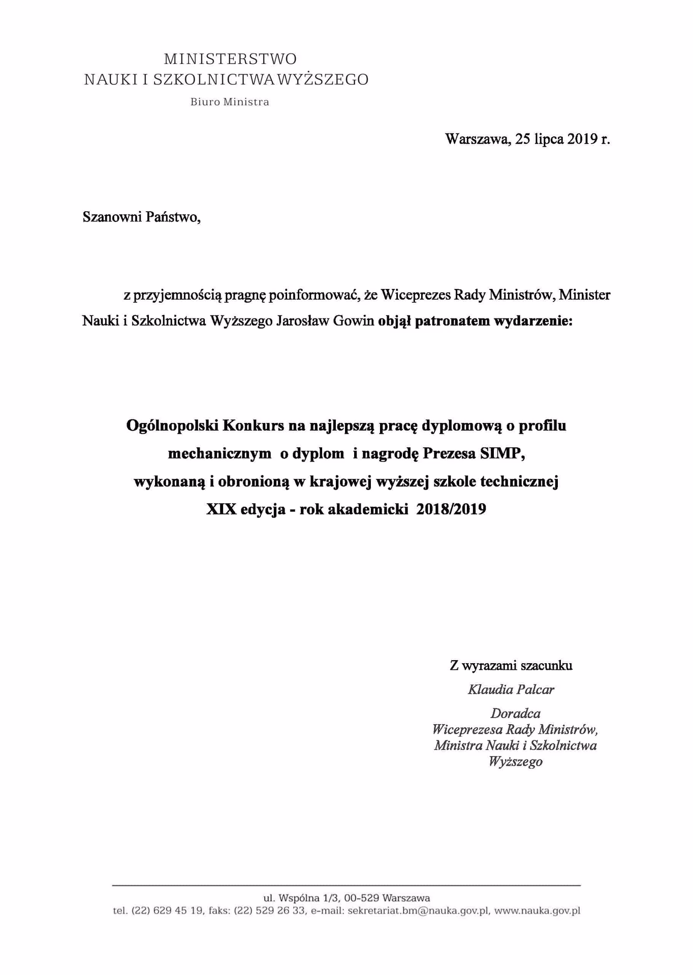 Kto jest ministrem edukacji wyższej?