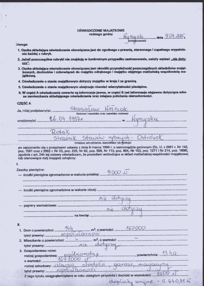 Czy główny księgowy składa oświadczenie majątkowe?