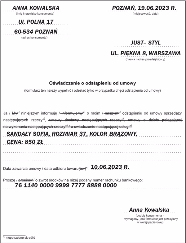 Jak napisać oświadczenie o zwrocie towaru?