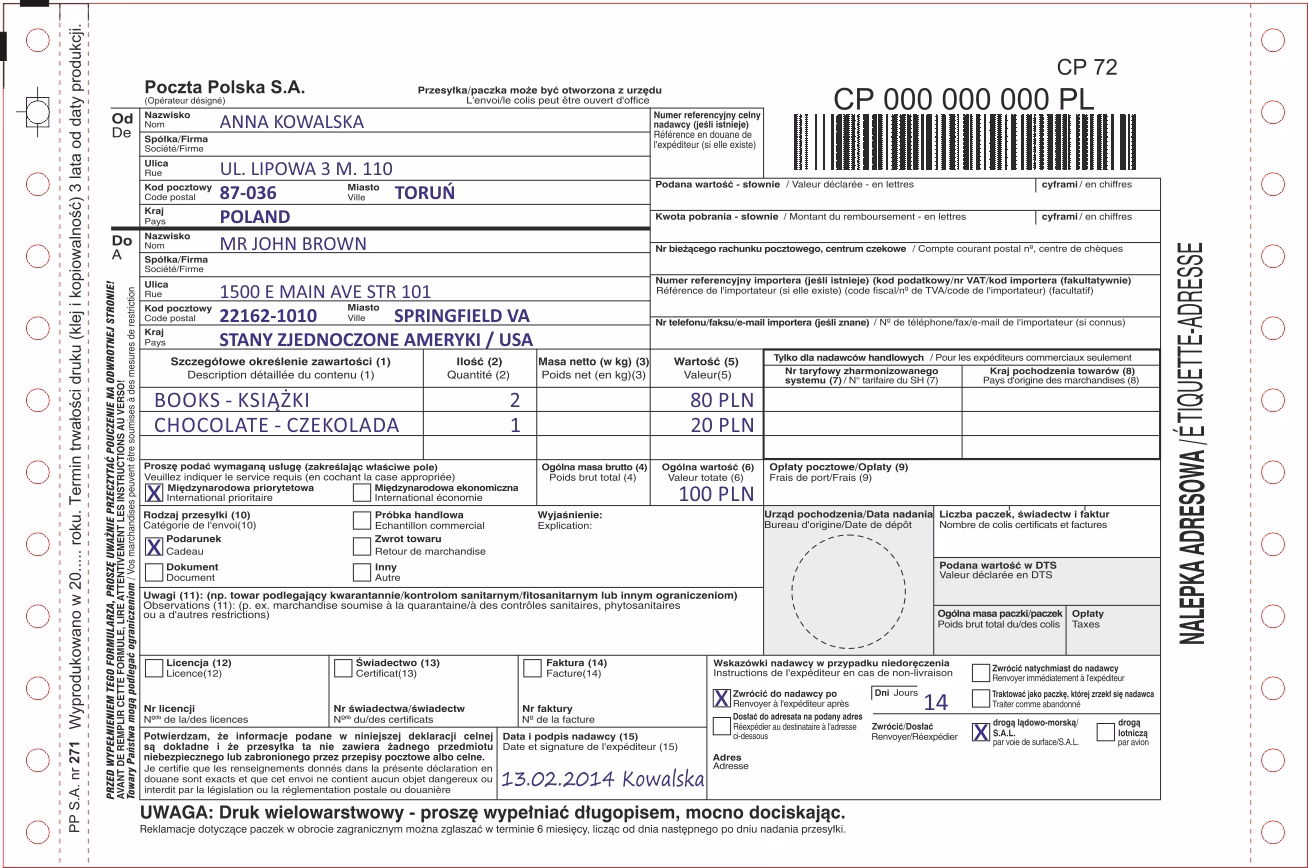 Jak długo idzie list do USA Pocztą Polską?