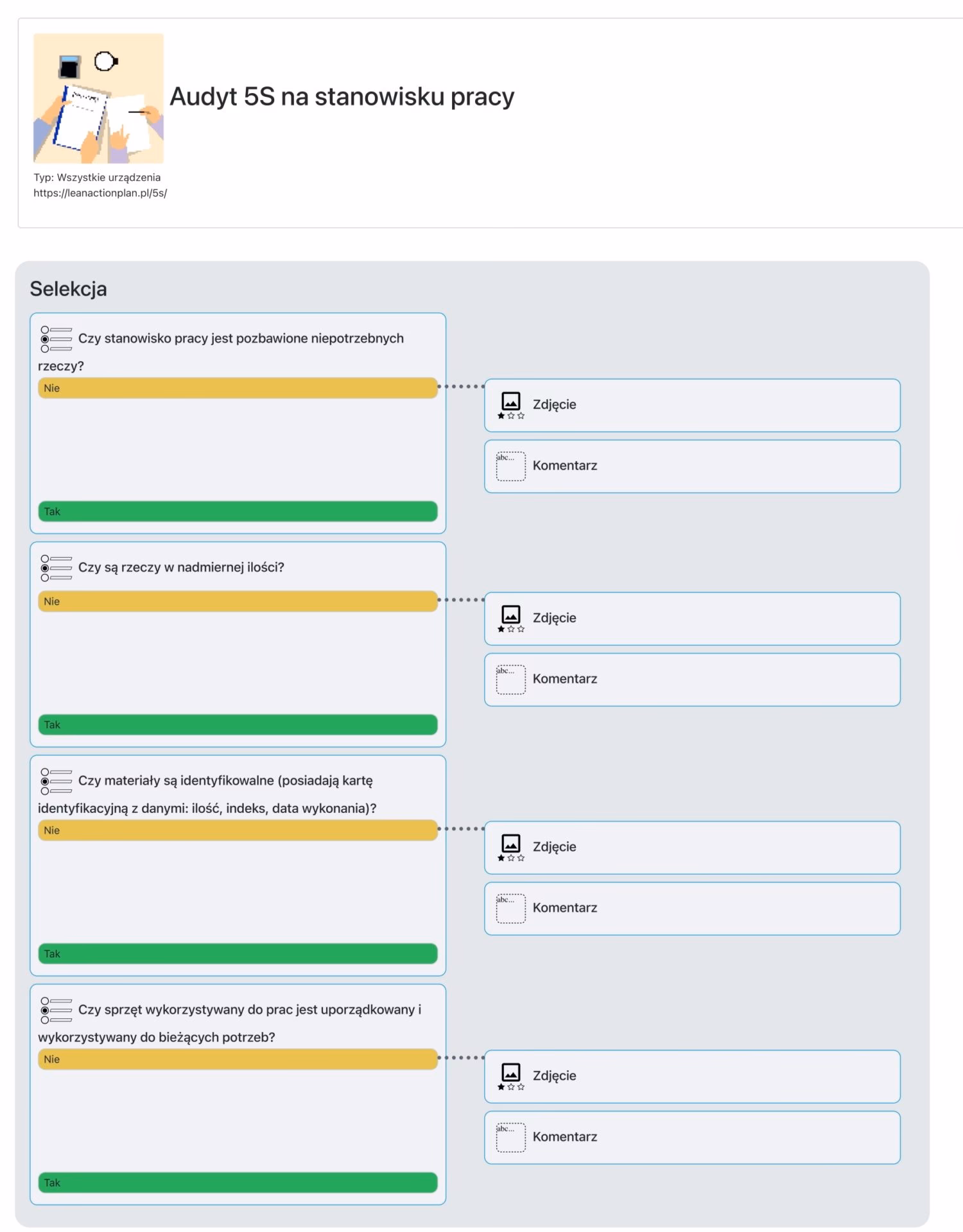 Jakie punkty centralne powinien zbadać audytor 5S?