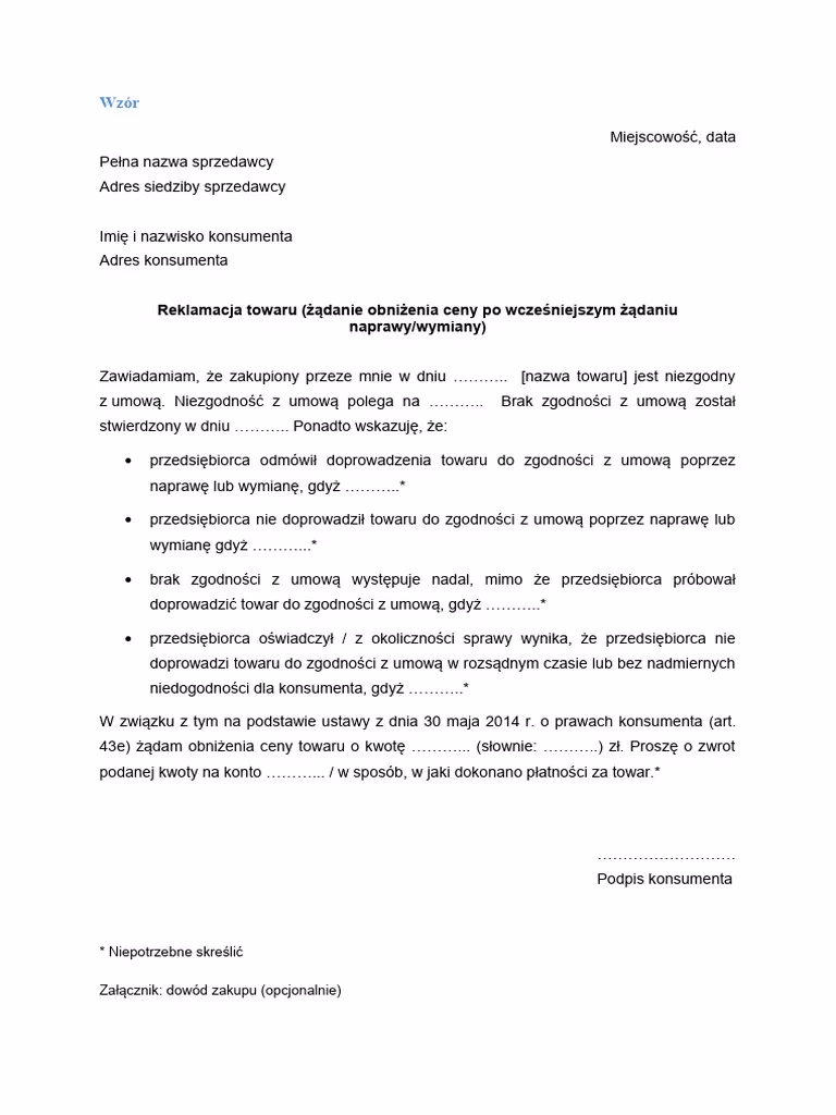 Czy reklamacja zwalnia z płatności?