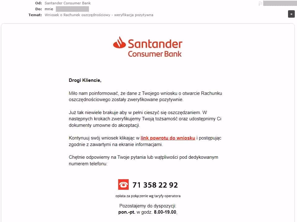 Jaki jest adres e-mail dla klienta Santander Consumer?