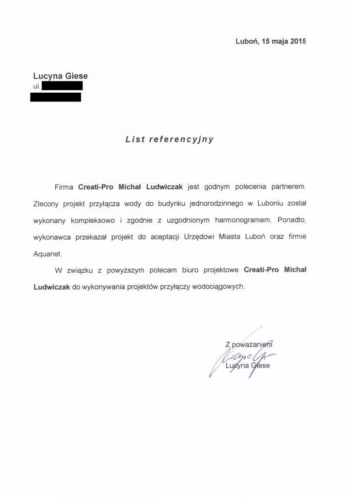 Ile ważny jest projekt przyłącza wody?