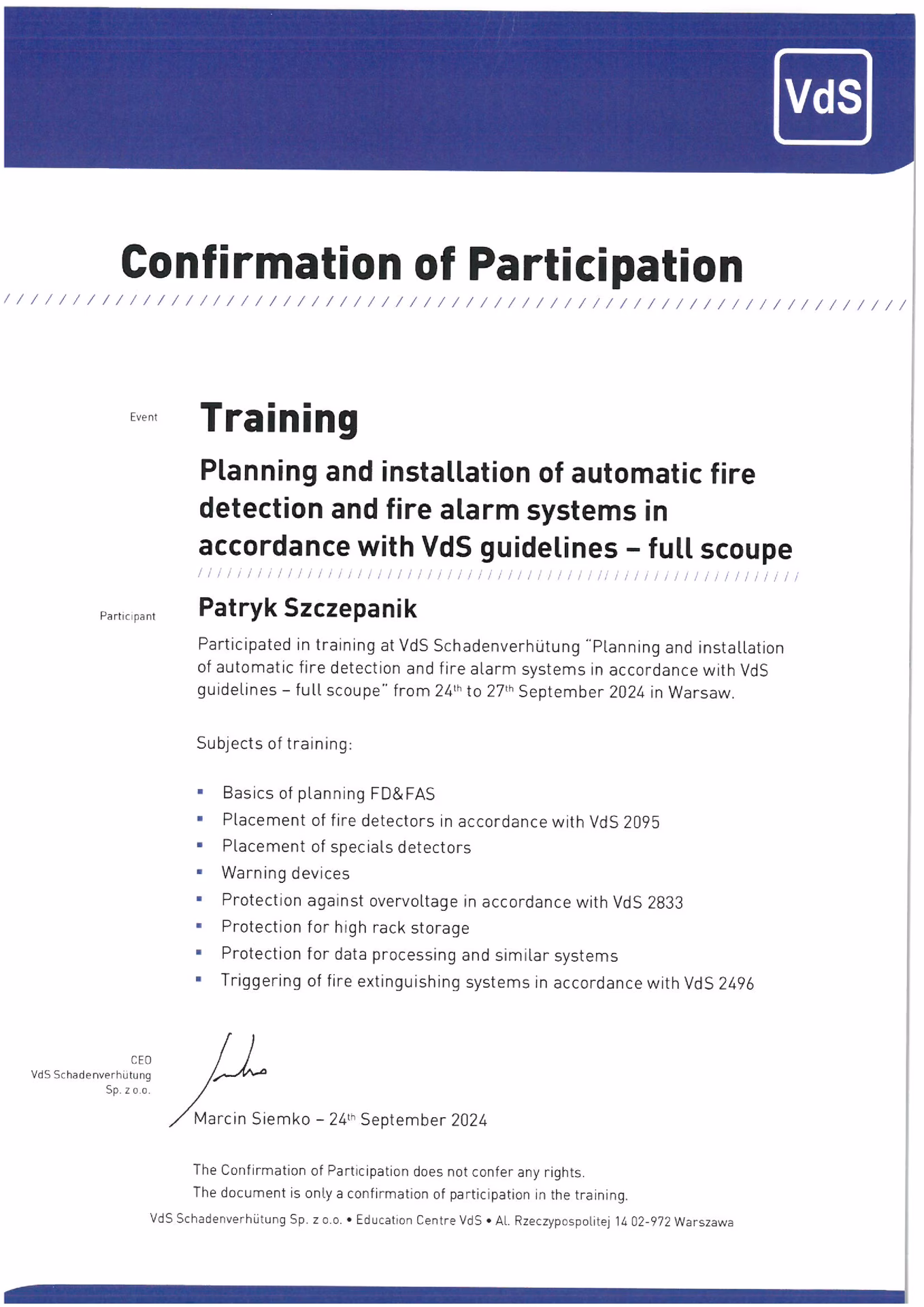 Czym jest certyfikat VDS?